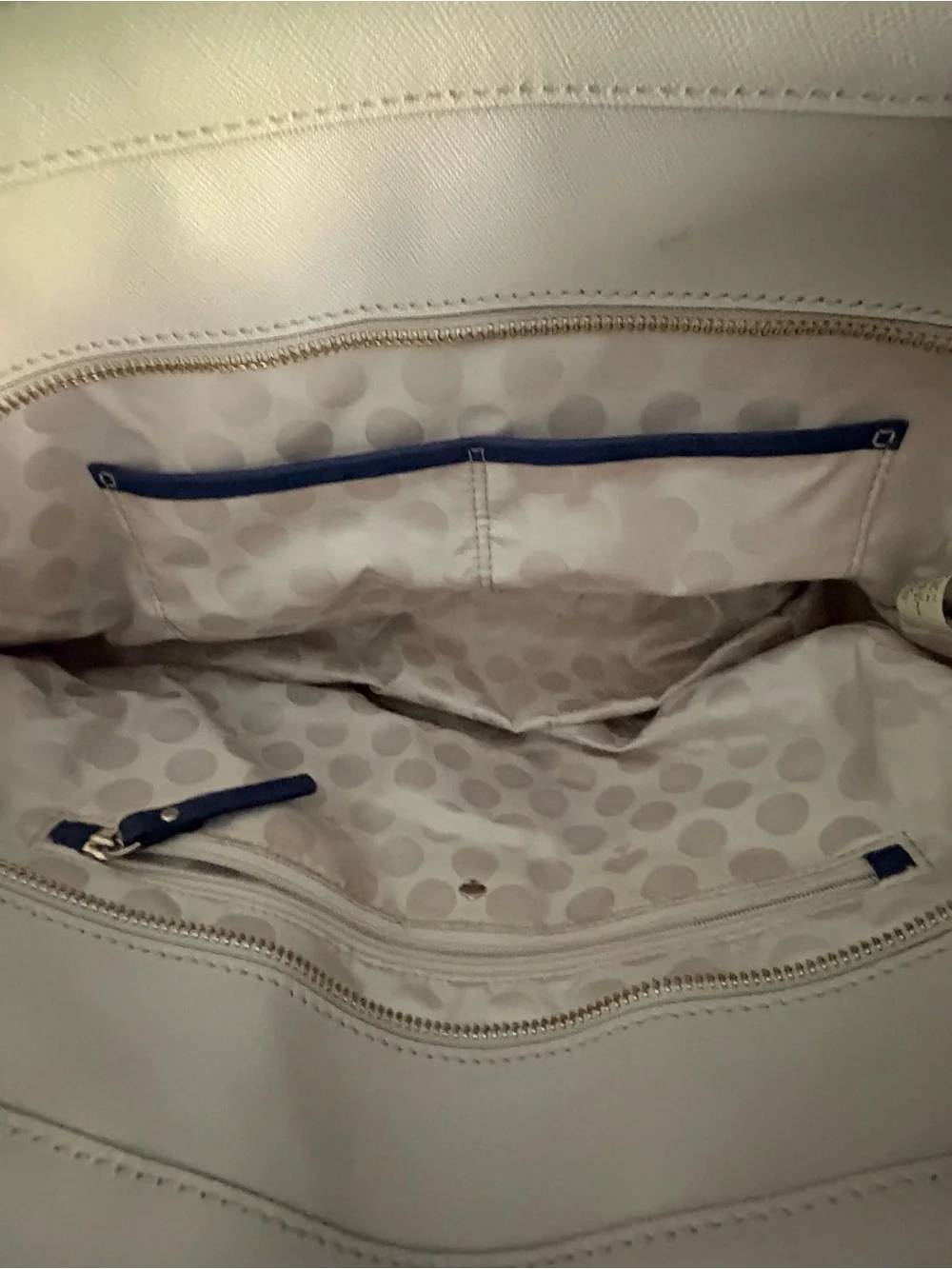 Kate Spade New York Cream & Navy Saffiano Leather Tote - Picture 4 of 4